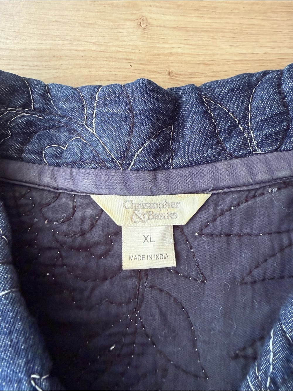 Vintage Christopher & Banks Quilted Denim Vest XL Floral Embroidered Cottagecore - Picture 3 of 6
